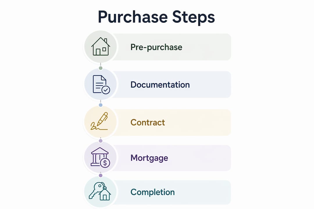 Infographic outlining Mallorca property purchase steps