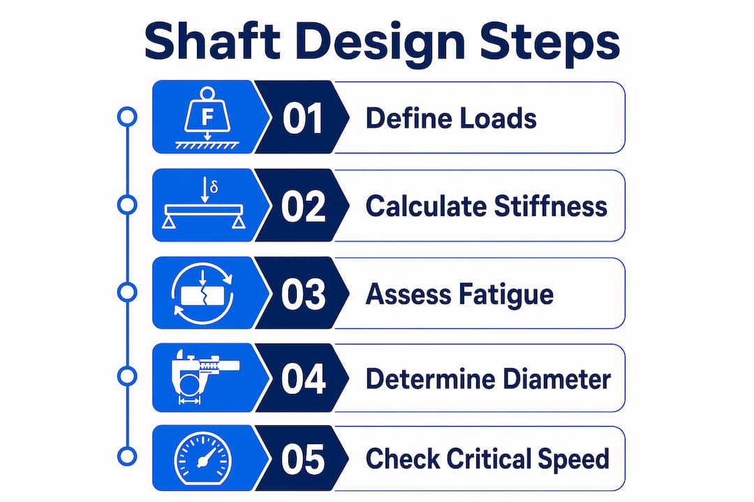 Infographic displaying shaft design process steps