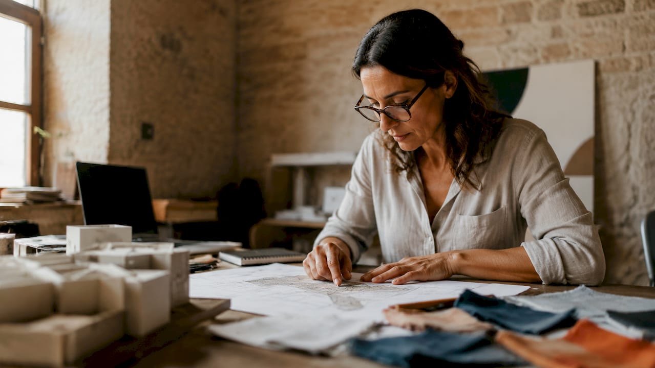 Architect studying Mallorca planning documents