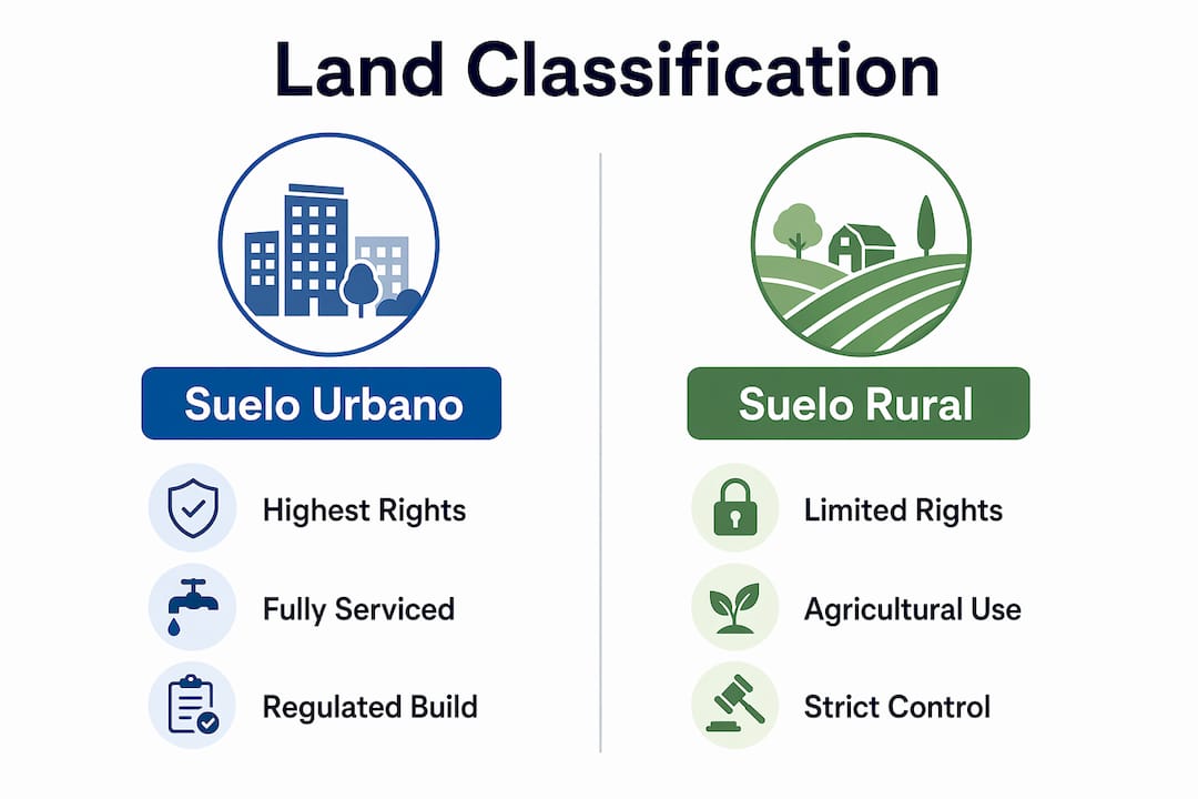 Infographic illustrating Mallorca land classification categories