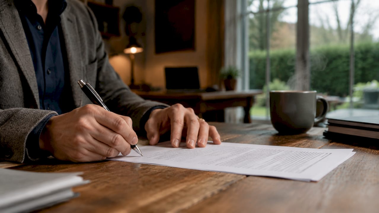 Dokumente zum Eigentümerwechsel werden üblicherweise mit einer Unterschrift besiegelt.