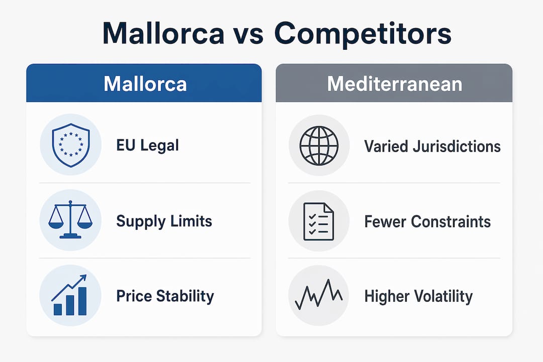 Infographic comparing Mallorca and Mediterranean property markets