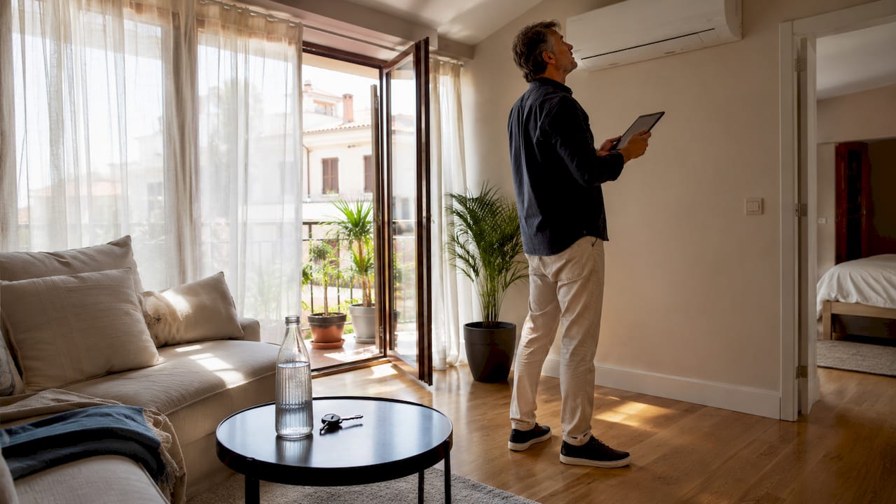 Renter checking apartment amenities checklist