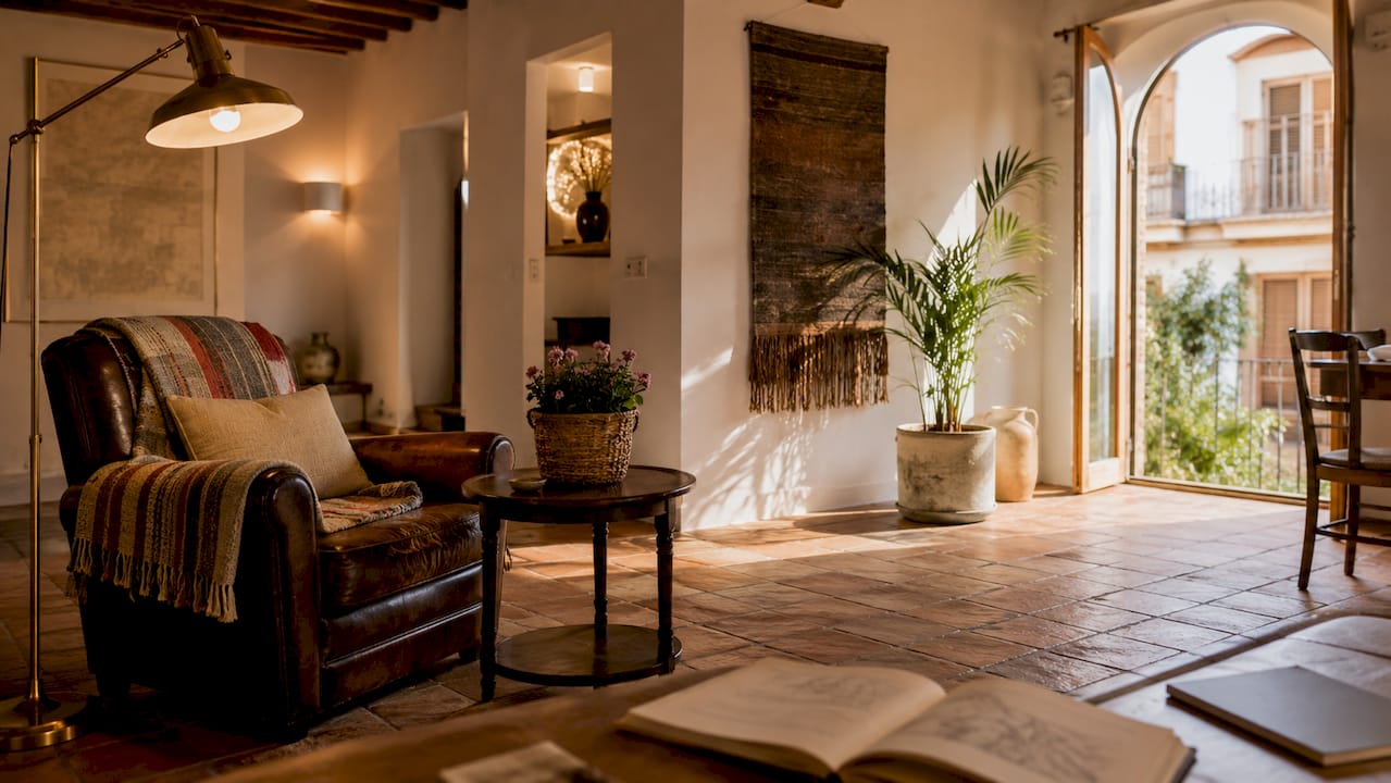Historic Palma Old Town apartment living room interior