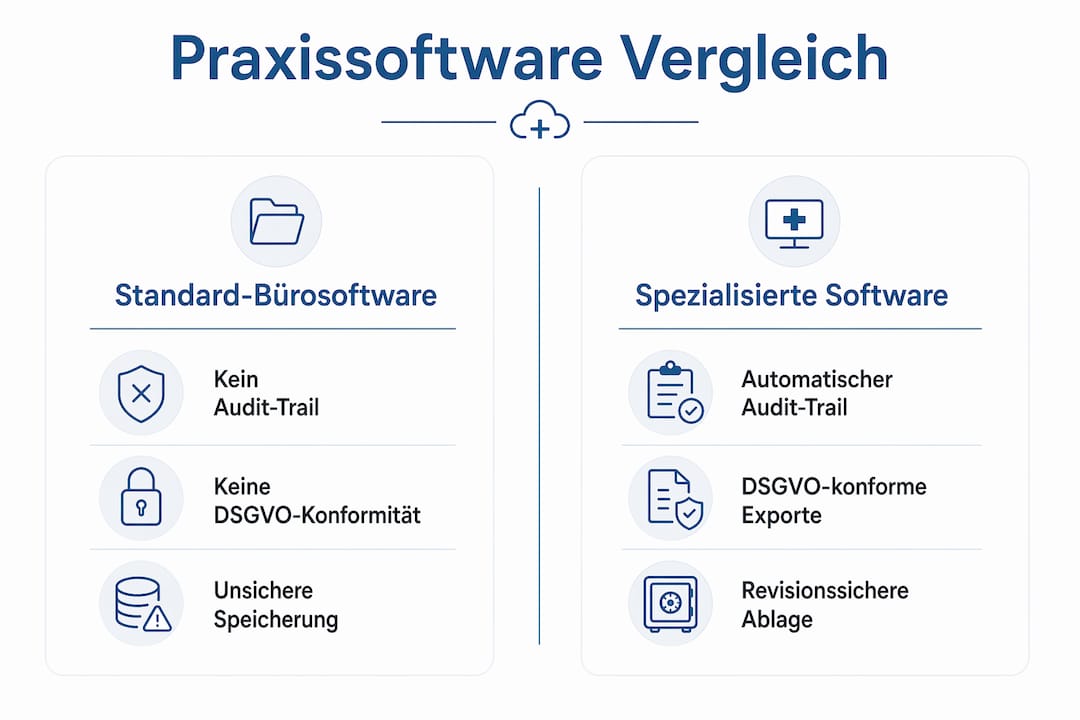 Übersicht: Die wichtigsten Funktionen verschiedener Praxissoftware im direkten Vergleich