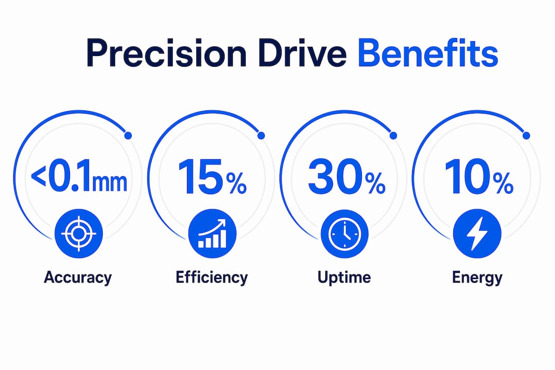 Infographic showing precision drive benefits with key statistics
