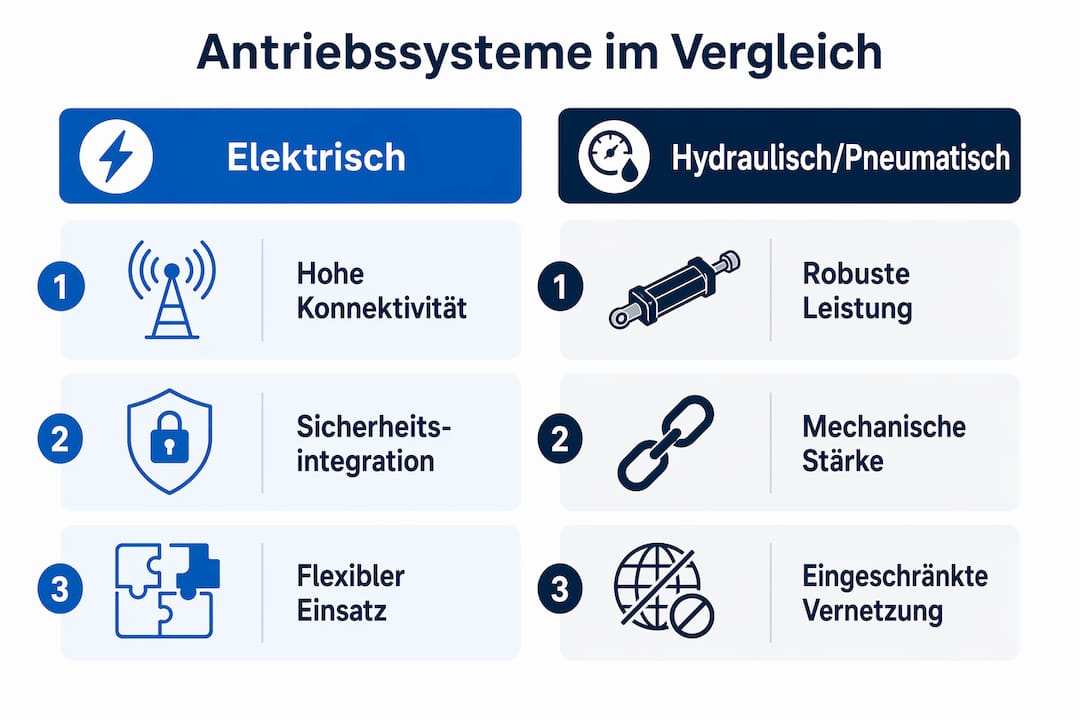 Infografik: Antriebstechnologien im Vergleich – Industrie 4.0 auf einen Blick