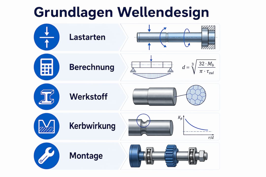 Fünf Schritte anschaulich dargestellt – übersichtlich in einer Infografik mit wellenförmigem Design.