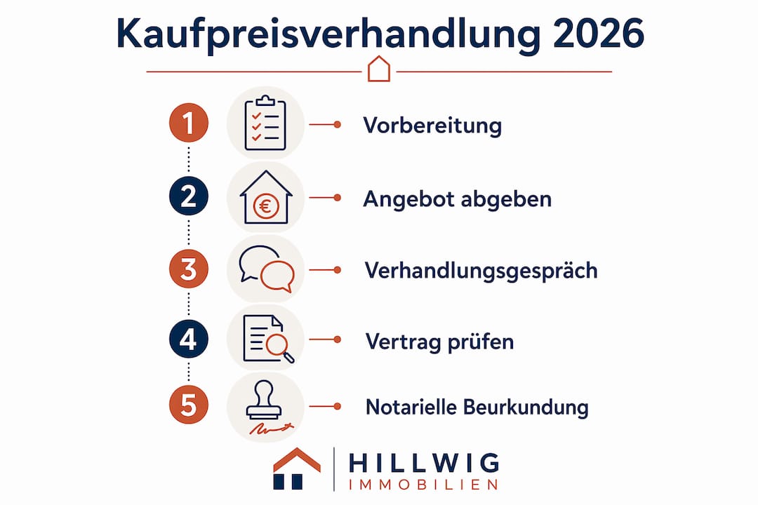 Grafische Übersicht zum Ablauf einer Kaufpreisverhandlung