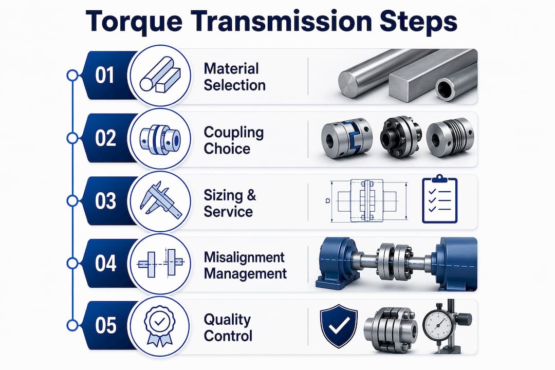 Infographic showing torque transmission key steps