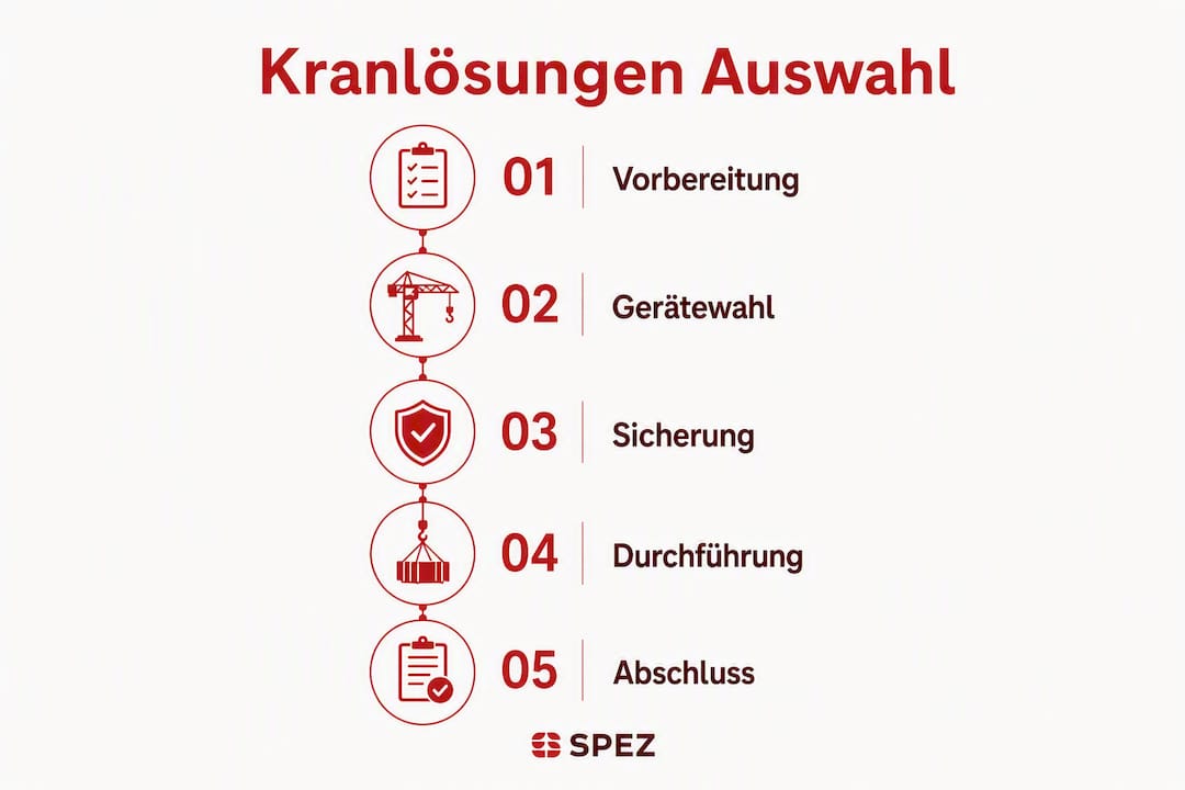 Infografik: Fünf Schritte zur optimalen Auswahl Ihrer Kranlösung