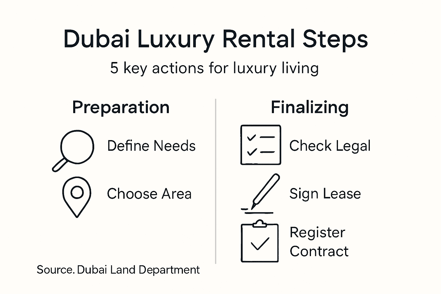 Infographic of Dubai luxury rental process steps