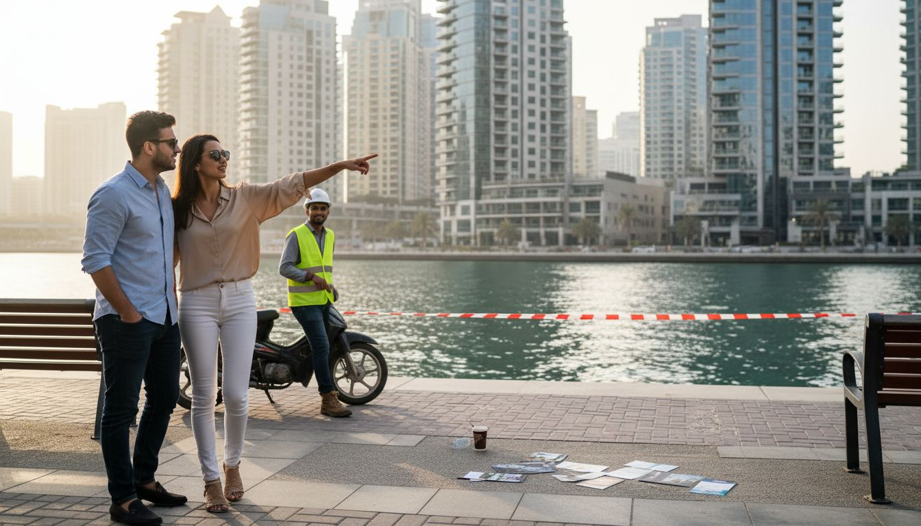 Couple viewing Dubai property options Couple viewing Dubai property options