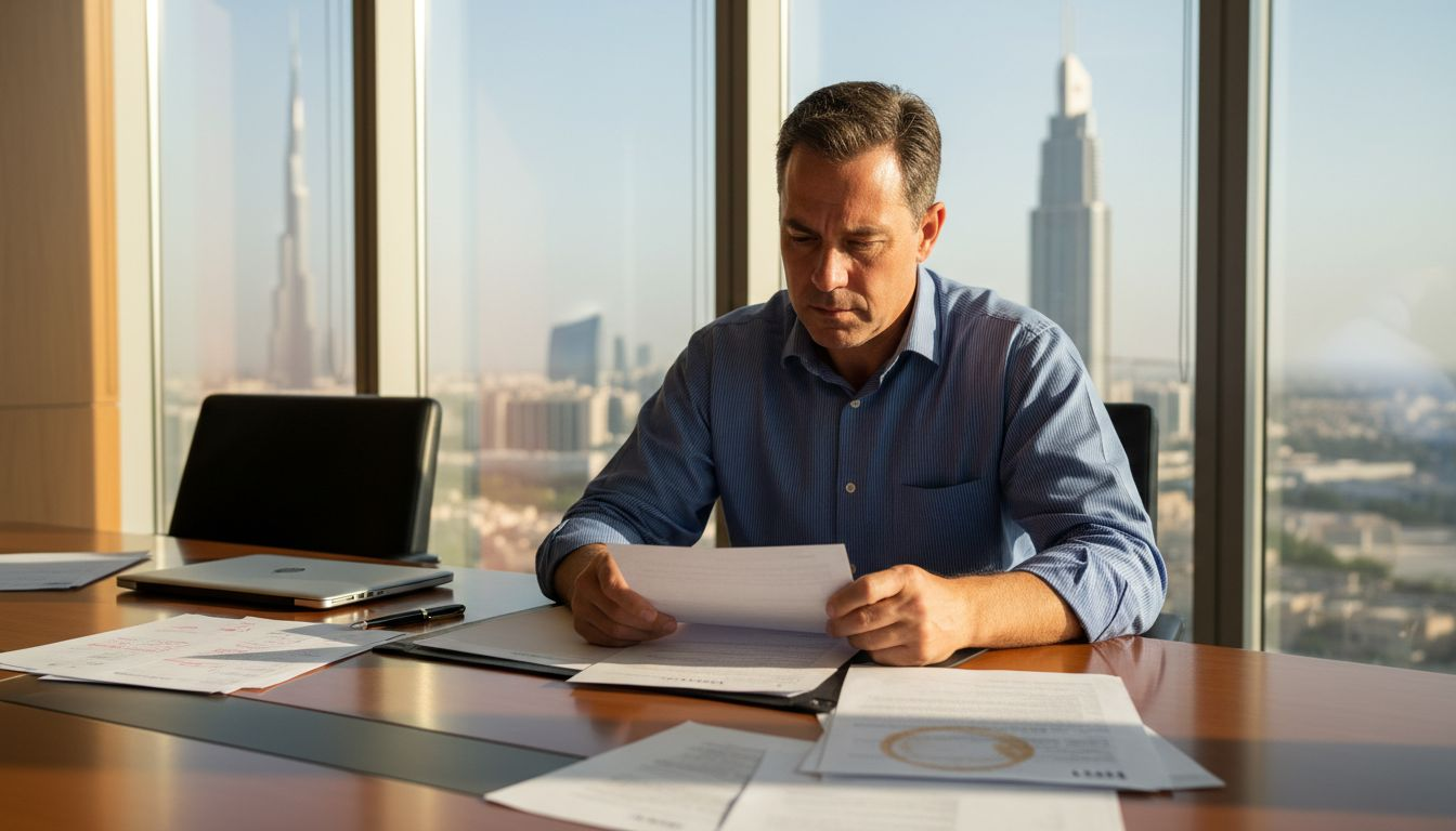 Investor reviewing Dubai property paperwork