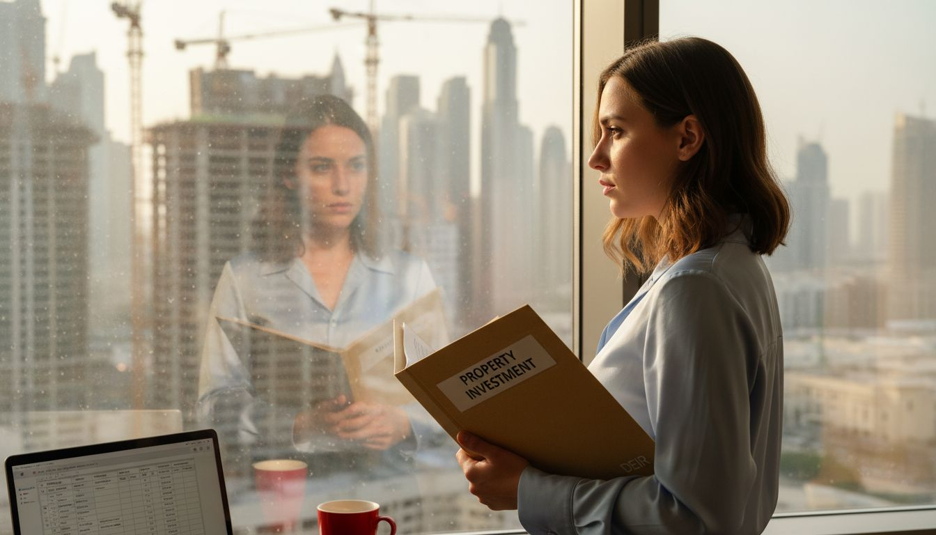 Woman considers Dubai property investment Woman considers Dubai property investment