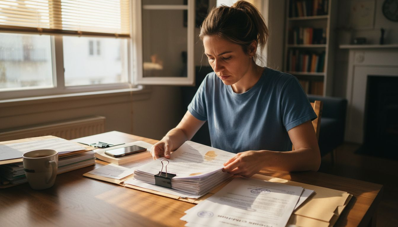 Woman preparing Dubai Golden Visa documents