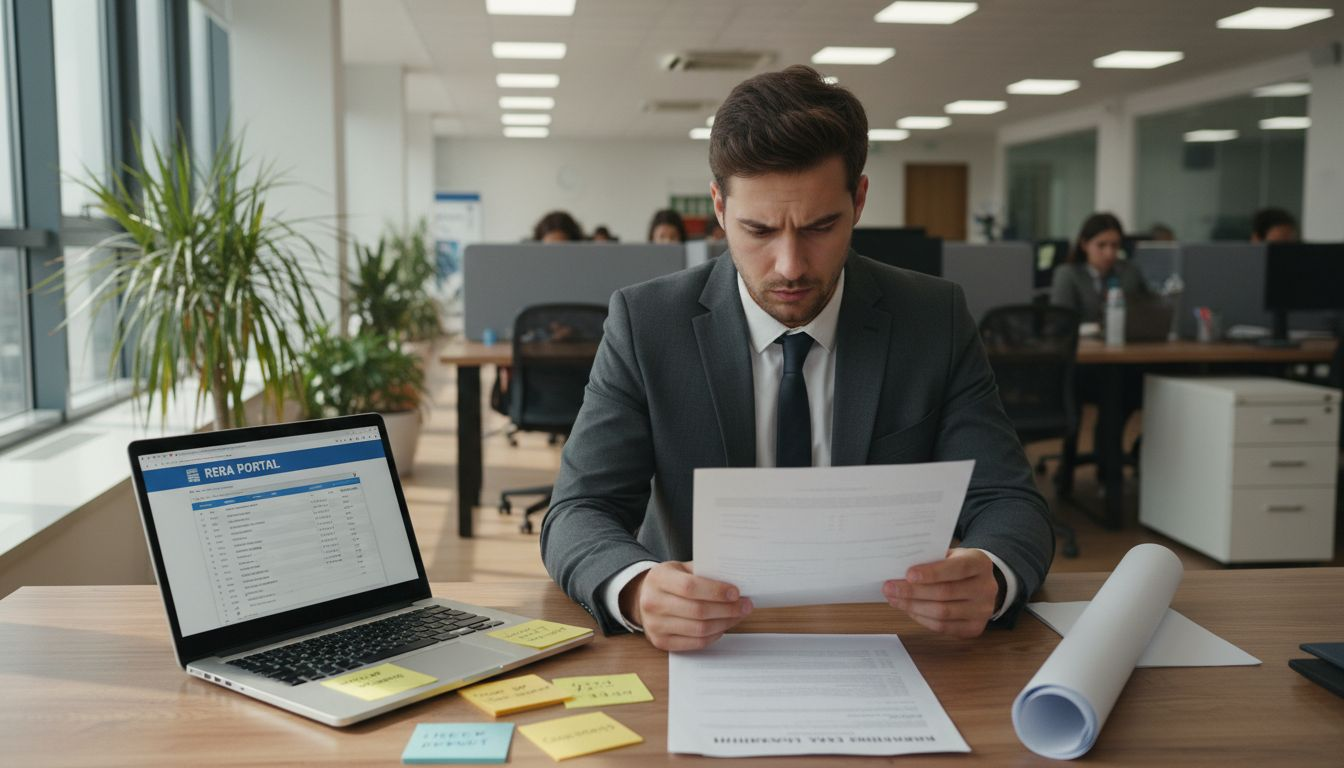 Agent reviewing property compliance checklist