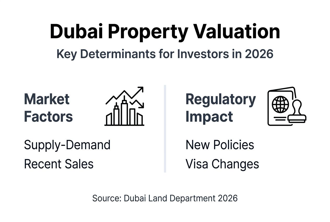 Infographic with Dubai valuation factors for investors