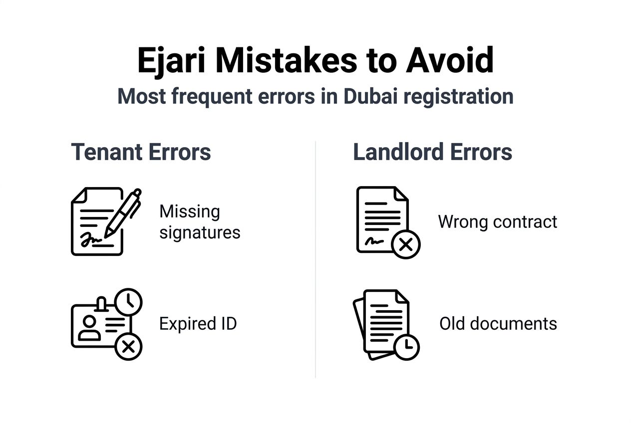 Infographic listing top Ejari registration mistakes