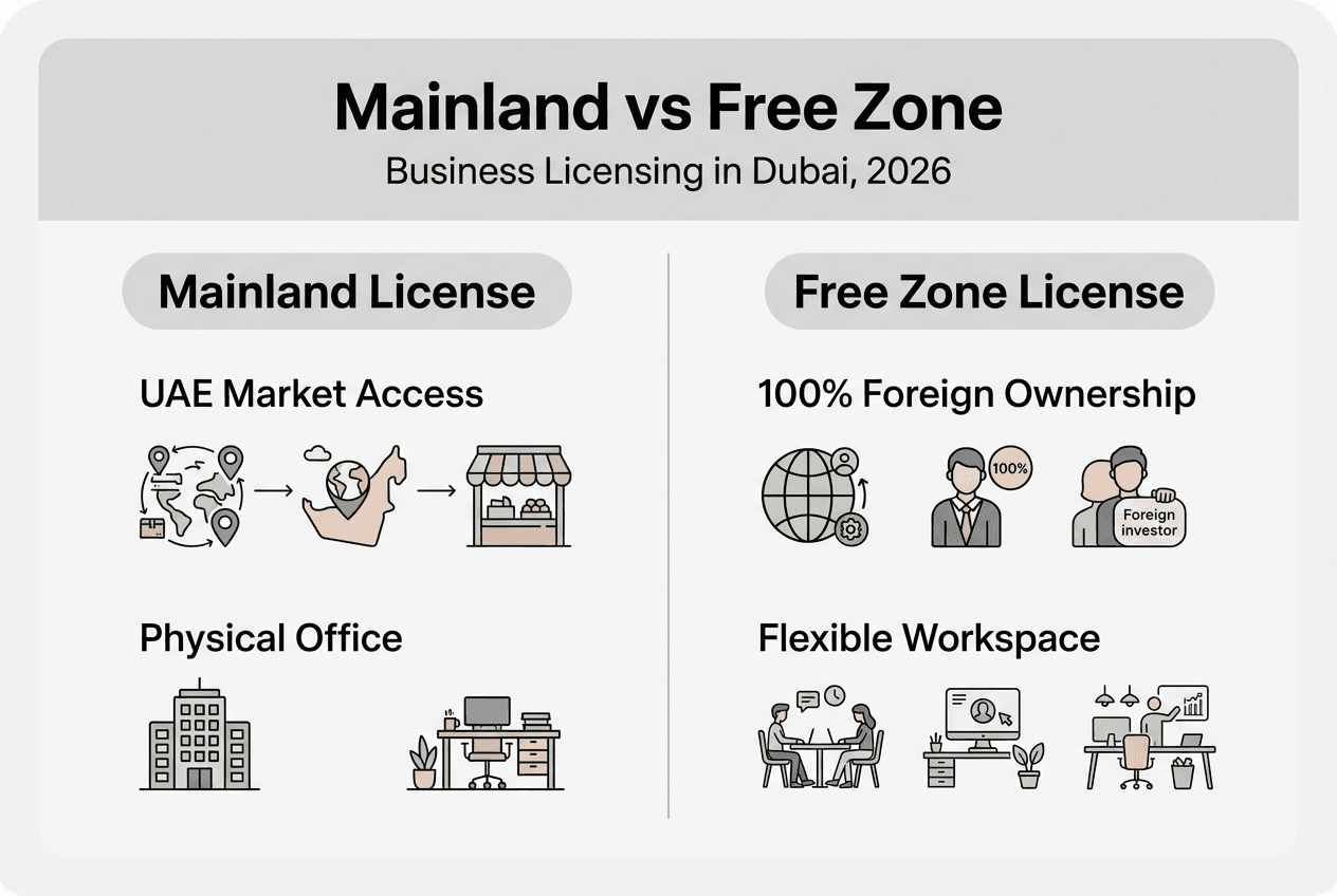 Dubai business license comparison infographic
