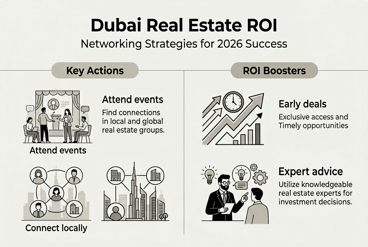 Infographic showing Dubai real estate networking ROI