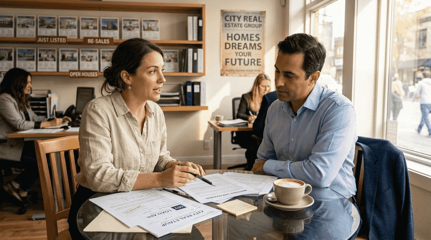 Mortgage broker and investor review loan documents