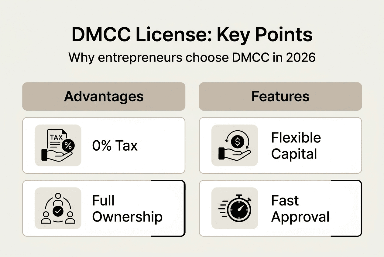 Infographic of DMCC license benefits 2026