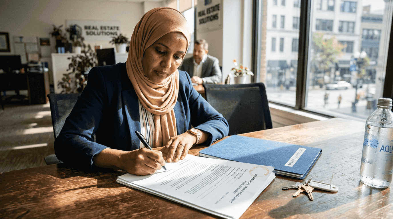 Tenant signing Dubai commercial lease contract