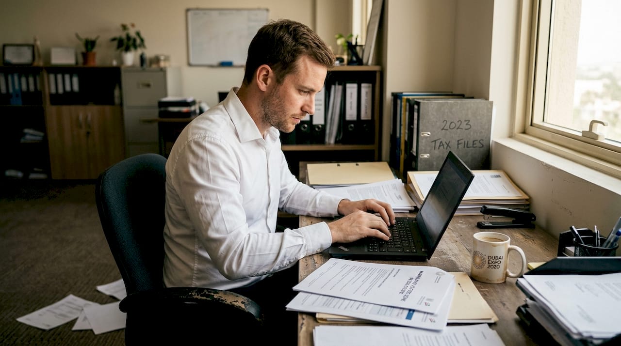 Professional reviewing Dubai business legal documents