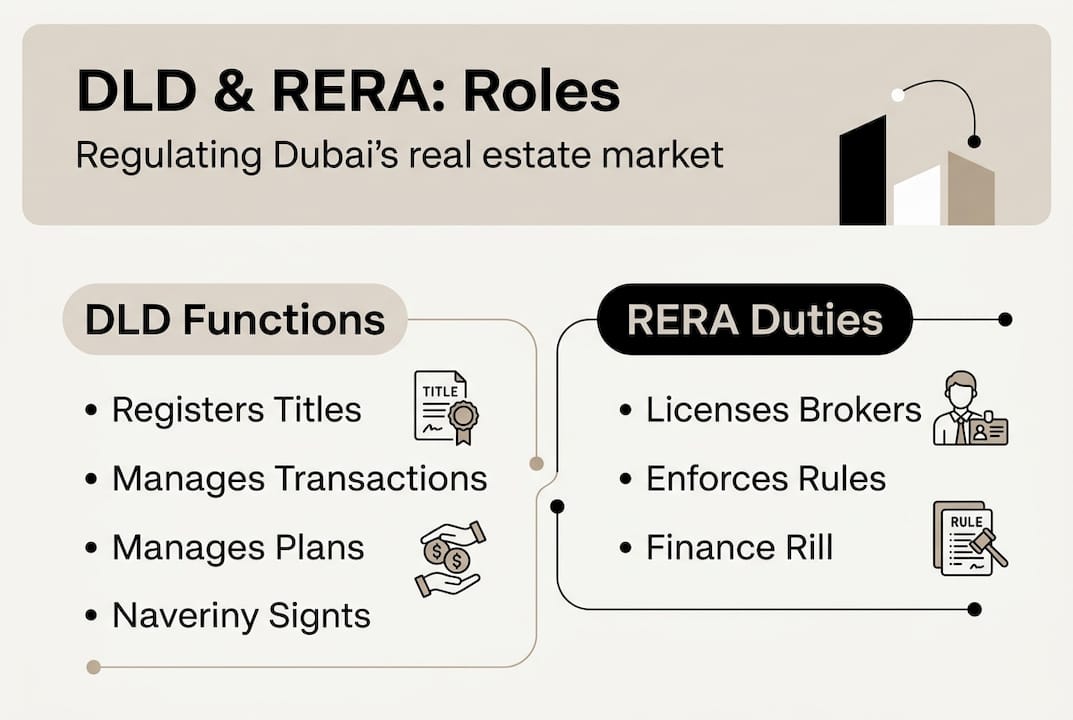 Infographic showing DLD and RERA core functions