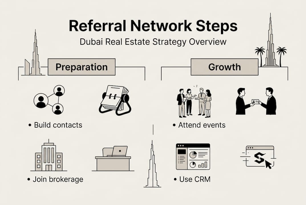 Infographic shows steps for Dubai real estate referral network