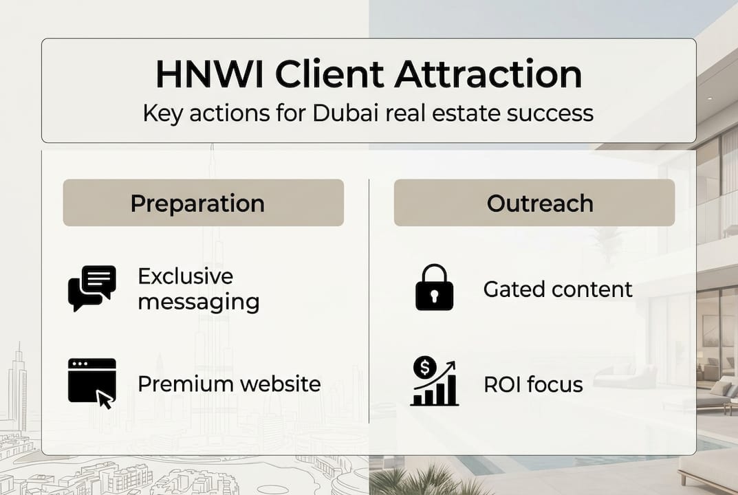 Infographic summarizing HNWI client attraction strategies