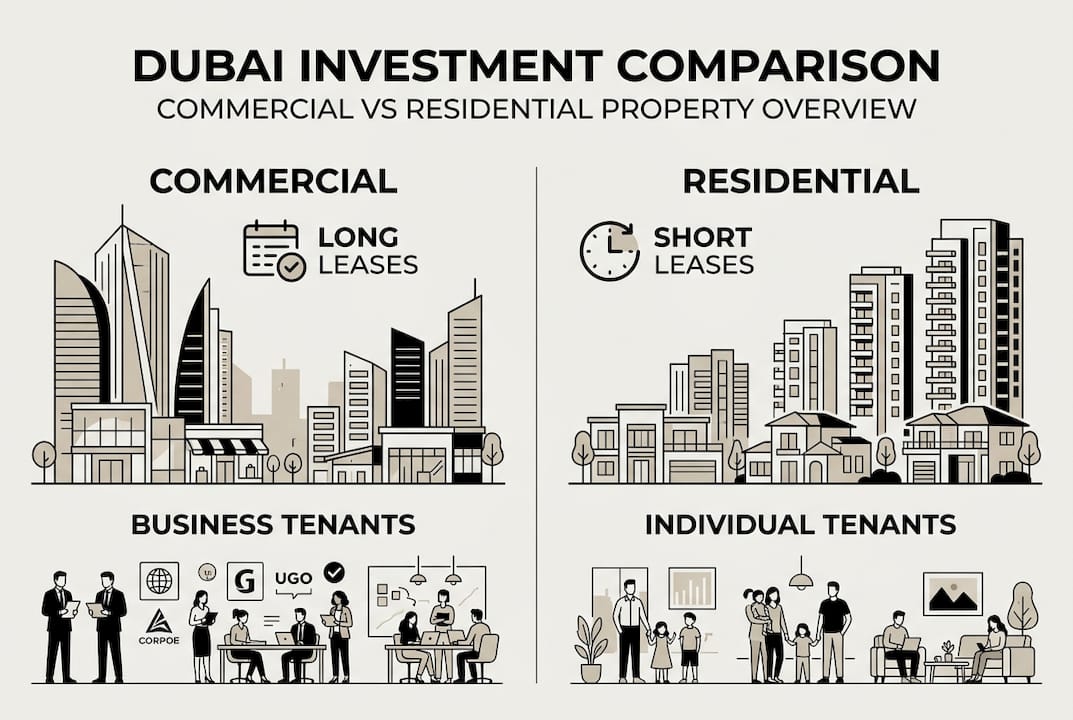 Infographic comparing commercial and residential investment