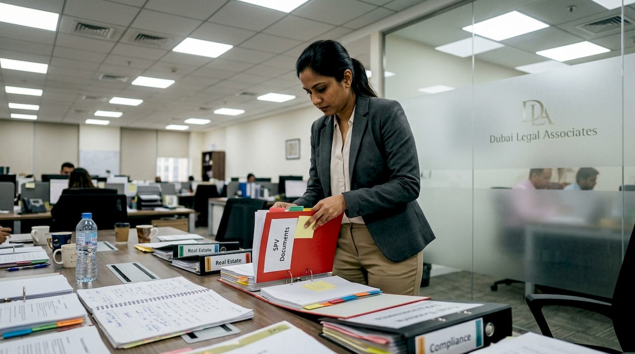 Paralegal organizing SPV asset folders