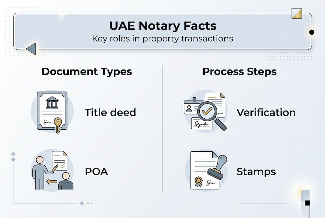 Infographic showing UAE notary facts and steps