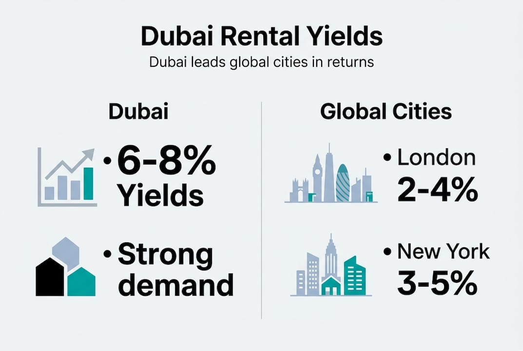 Dubai vs global city yield comparison infographic