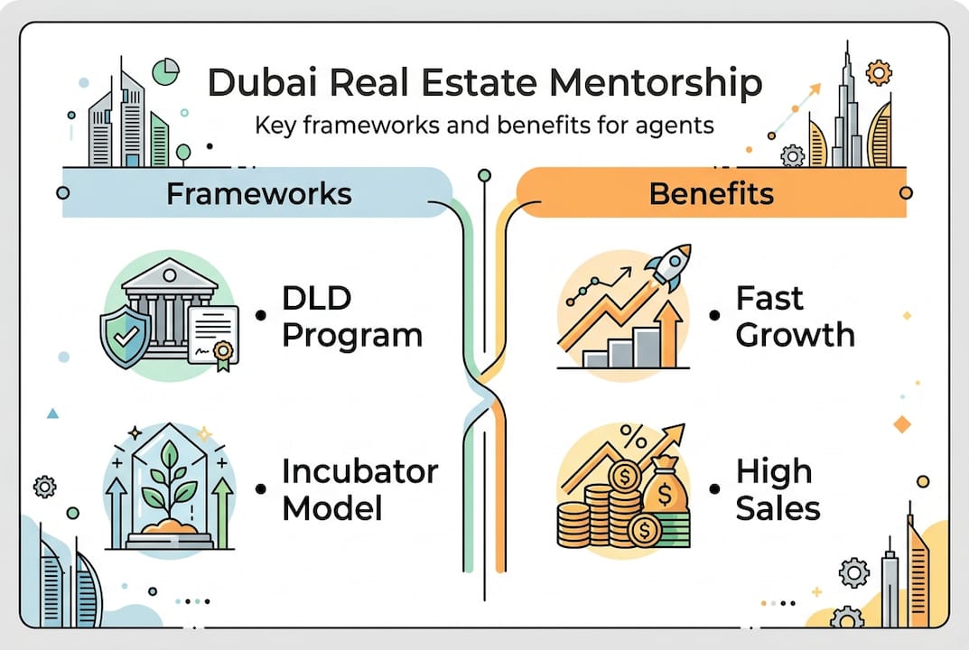 Dubai real estate mentorship frameworks infographic