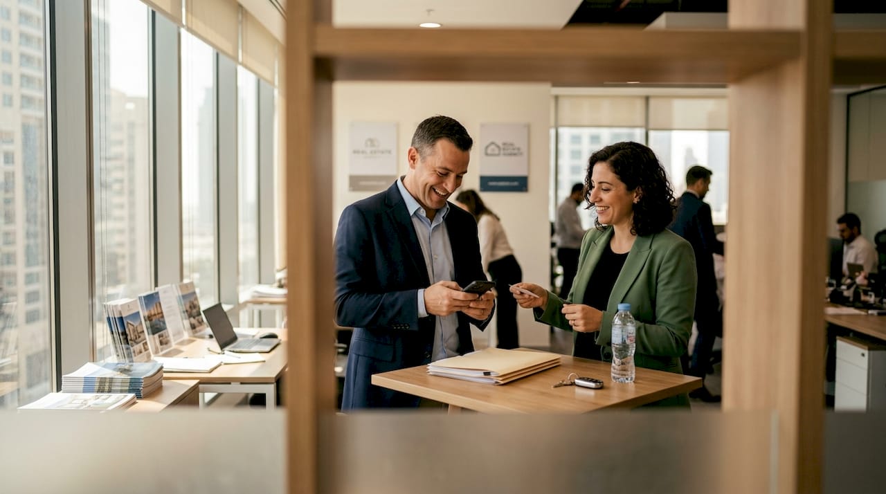 Agents networking in Dubai real estate lounge