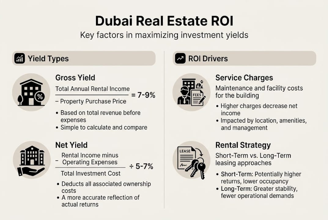 Infographic breakdown of Dubai real estate ROI