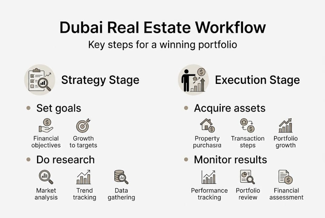 Infographic of Dubai real estate portfolio workflow