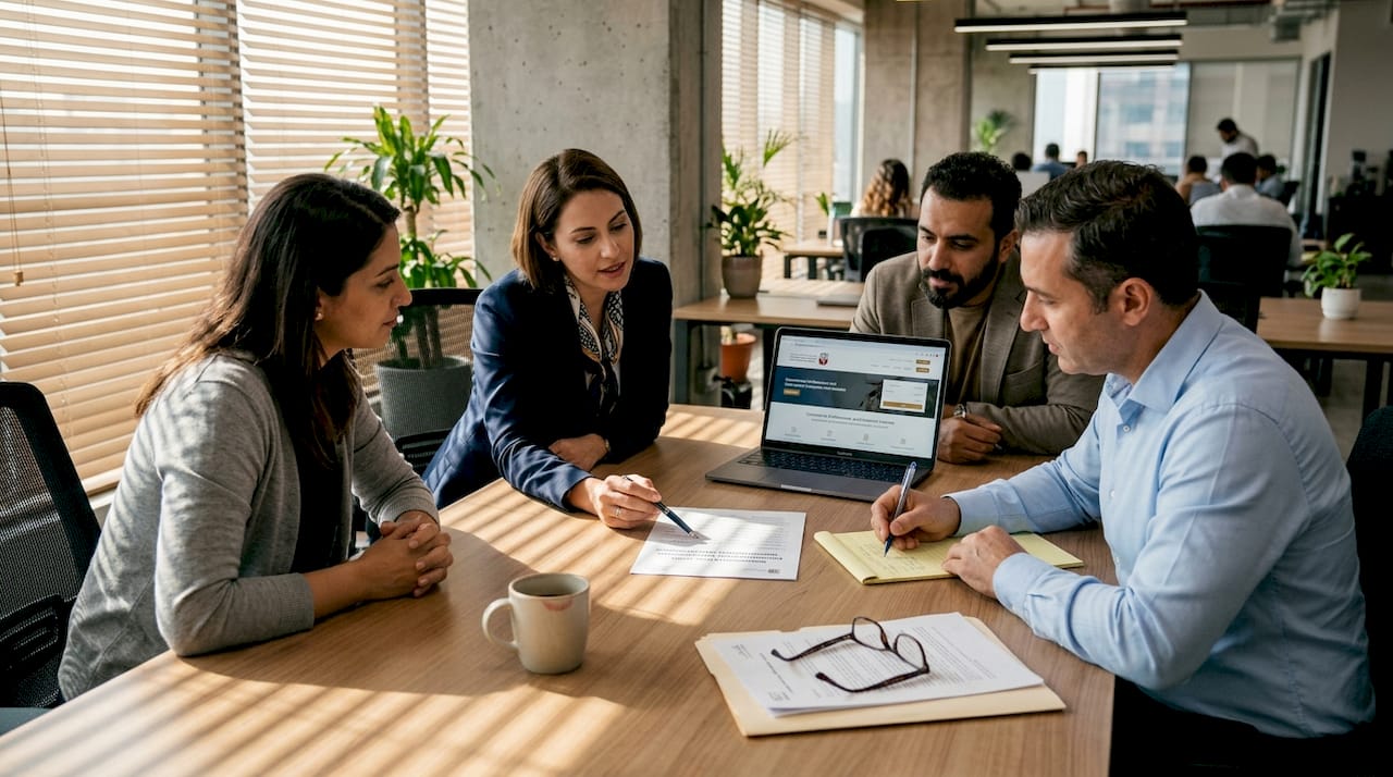 Team reviewing Dubai business license types