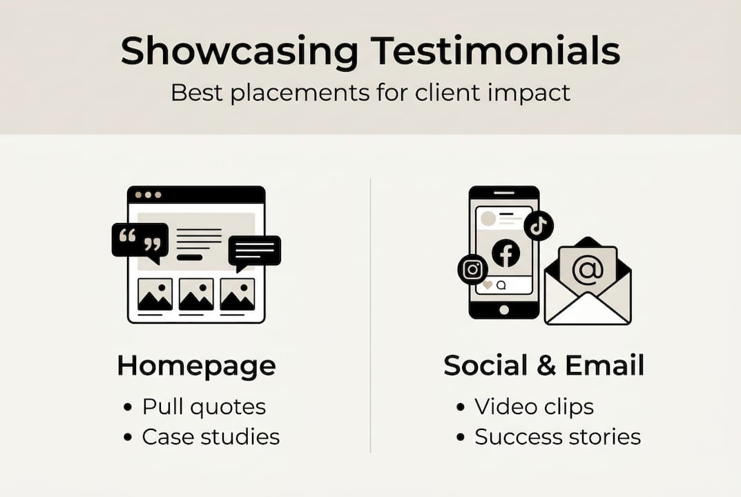 Infographic showing testimonial display strategies