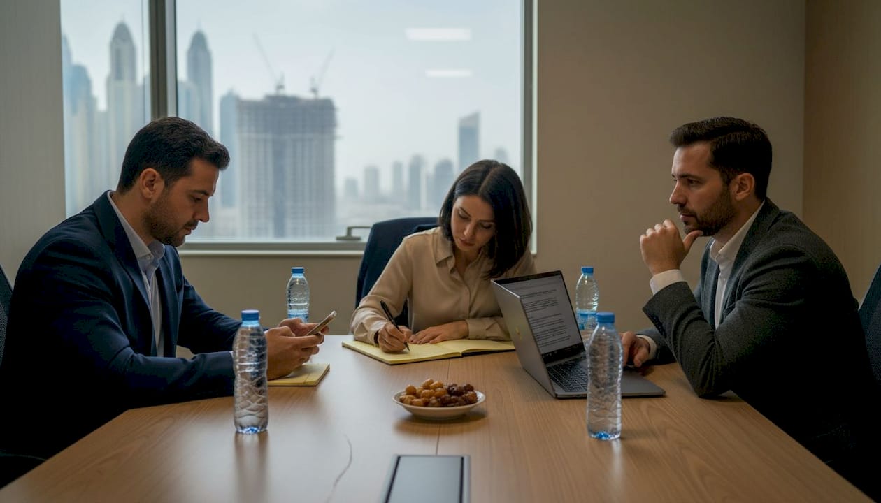 Business team working in Dubai DET office