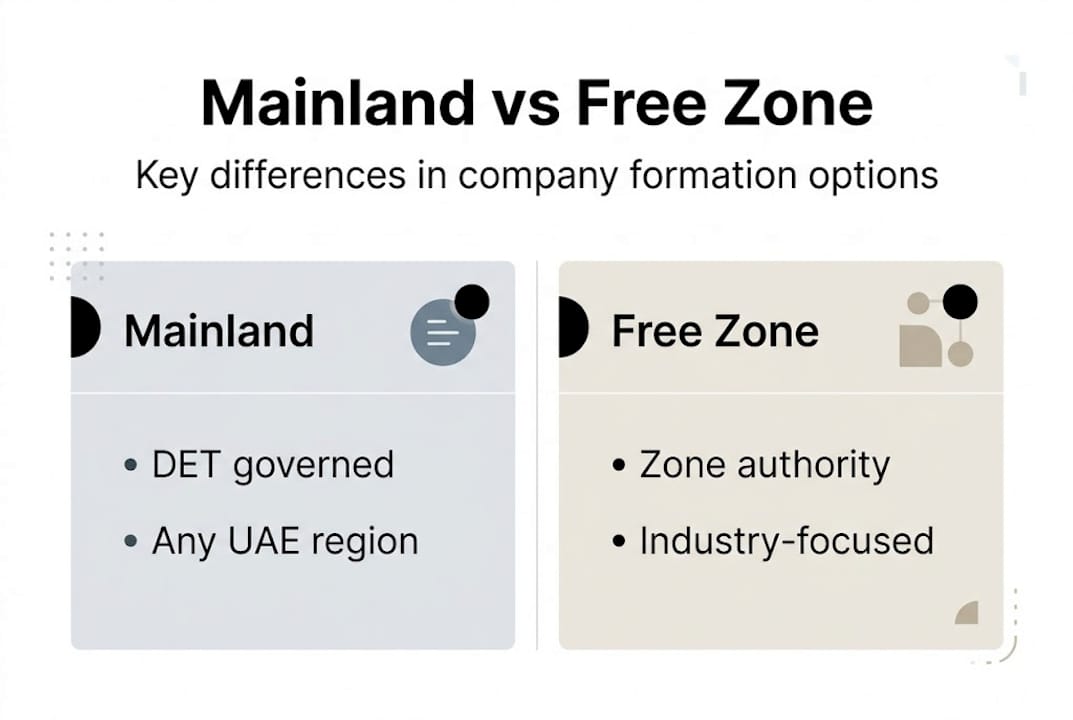 Infographic comparing mainland and free zone company