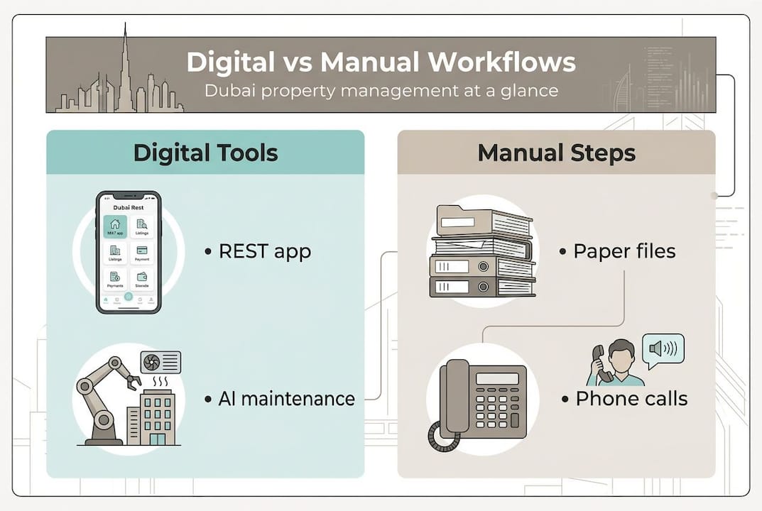 Infographic comparing digital and manual workflows