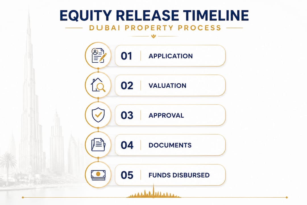 Infographic showing Dubai equity release process steps