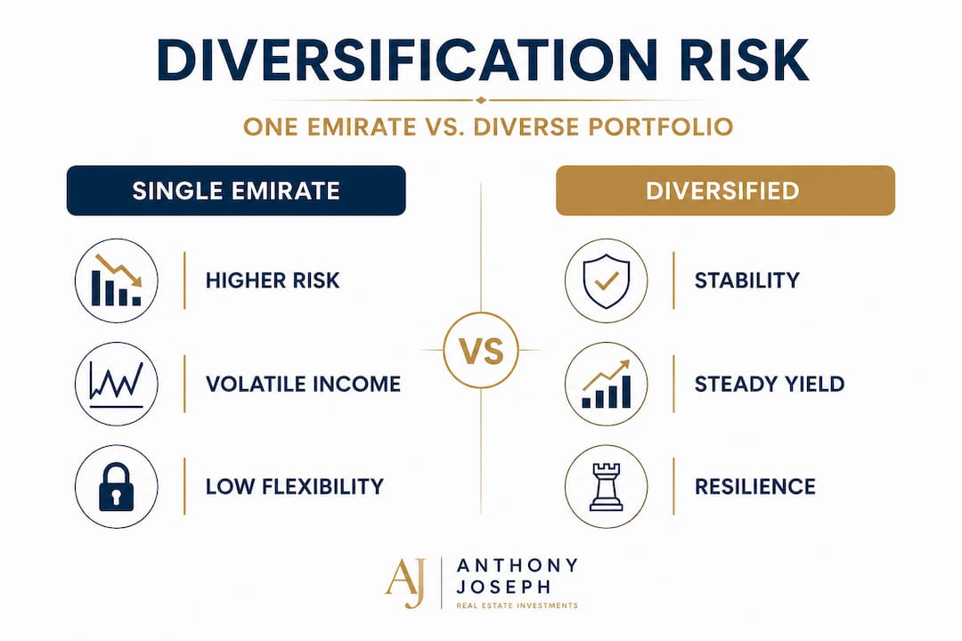 Infographic comparing single and diversified UAE portfolios