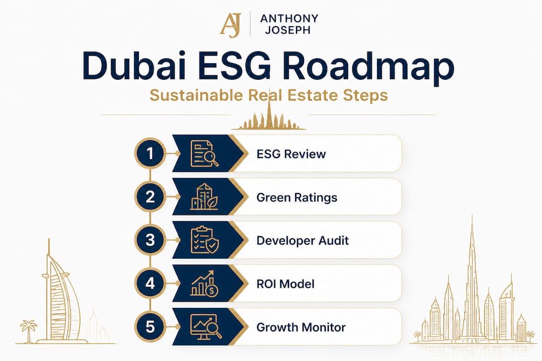 Infographic of Dubai real estate ESG process