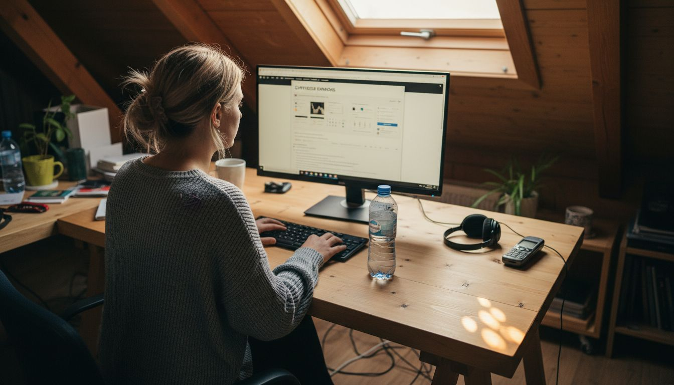 Ένας web designer κάθεται στη σοφίτα του και μειώνει το μέγεθος των εικόνων για την ιστοσελίδα του.