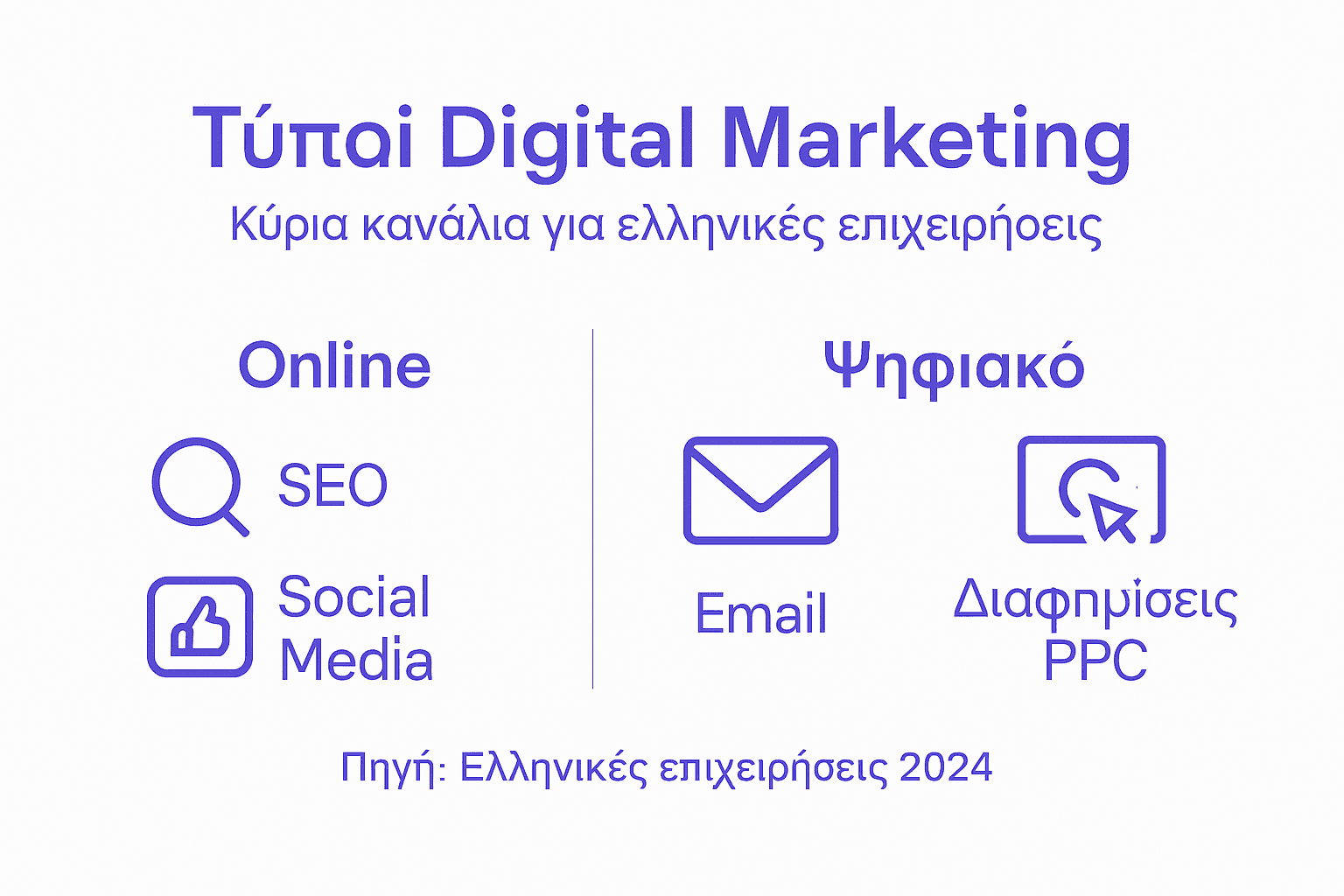 Δείτε σε μία εντυπωσιακή infographic τους βασικούς τύπους digital marketing που χρησιμοποιούνται στην Ελλάδα σήμερα.